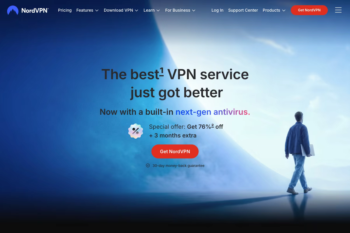 NordVPN公式サイトのトップページ