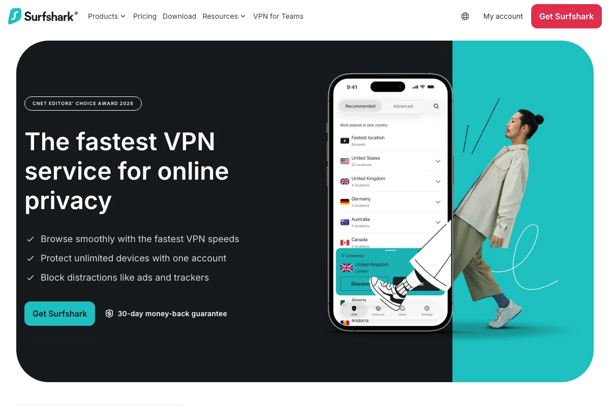 Surfshark公式サイトのトップページ